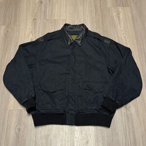Cockpit USA Mens Large Type A-2 Aviator Black Air Force Jacket Leather Collar